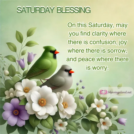 Saturday morning brings clarity, joy, and peace to your day.