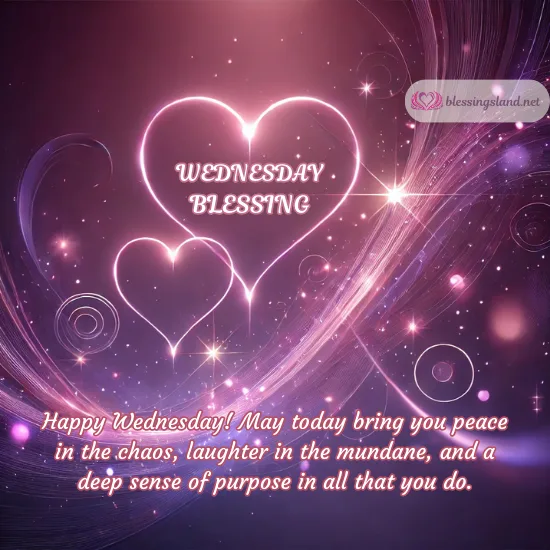 Hearts and sparkling stars with an inspiring Wednesday message.