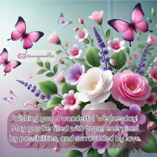 Floral arrangement with butterflies, inspiring beauty and Wednesday joy.